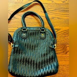 Deuce Lux Navy leather weaved fold-over purse👜